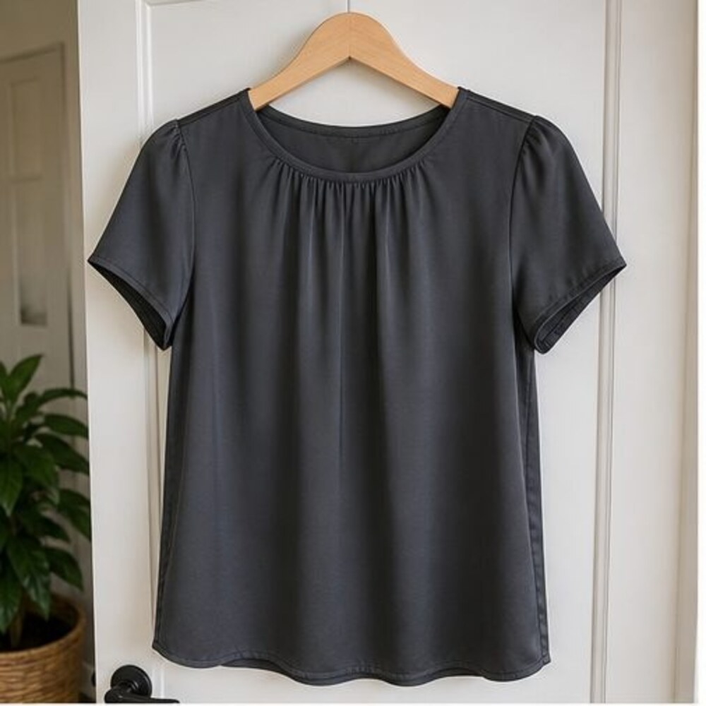 Charcoal Smocked Top